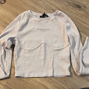 Forever 21 Cream Long Sleeve Crop Top